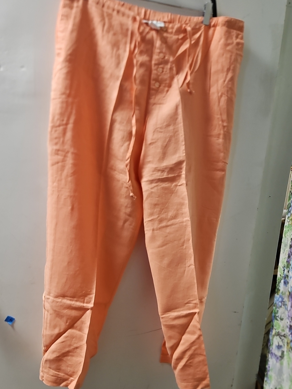 Chadwicks Women's 100% Linen Peach Drawstring Joggers